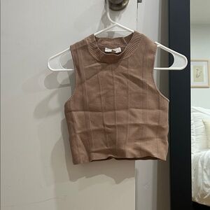 Elegant Sleeveless Brown Crop Top